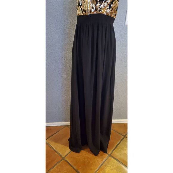Lovers + Friends Good As Gold Black & Gold Sequin Open Back Maxi Dress Women’s M - Picture 6 of 16
